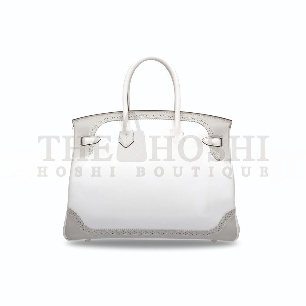 H**me5 BIRKIN 30 SWIFT AND TOGO LEATHER WHITE AND GRAY WITH GOLD BUCKLE H082653CK59 (30*22*15cm) Master Quality